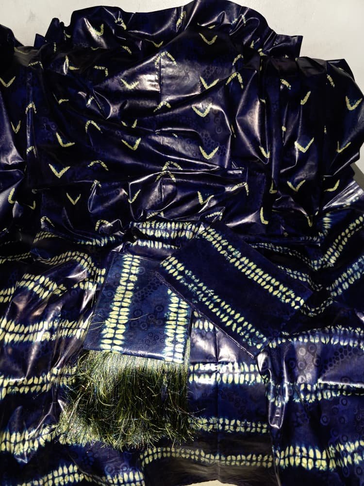 thioup malien siri jaune crème et bleu marine