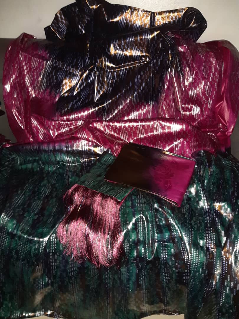 Luxurieux bazin VIP vert et fushia