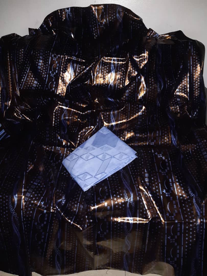 Bazin riche de cérémonie VIP polman et bleu ciel