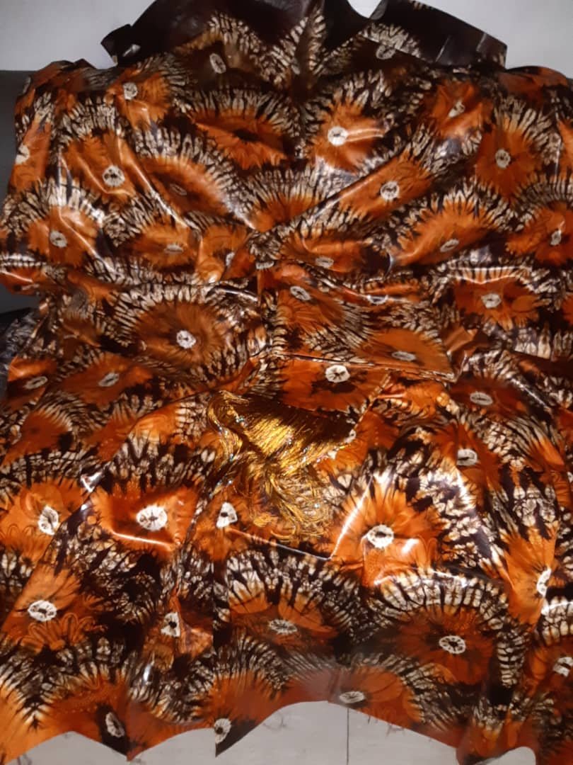 Veritable bazin riche siri orange et marron