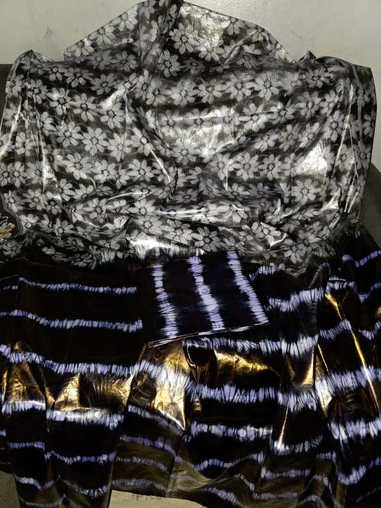 Magnifique boubou mixte laban gris pagne siri