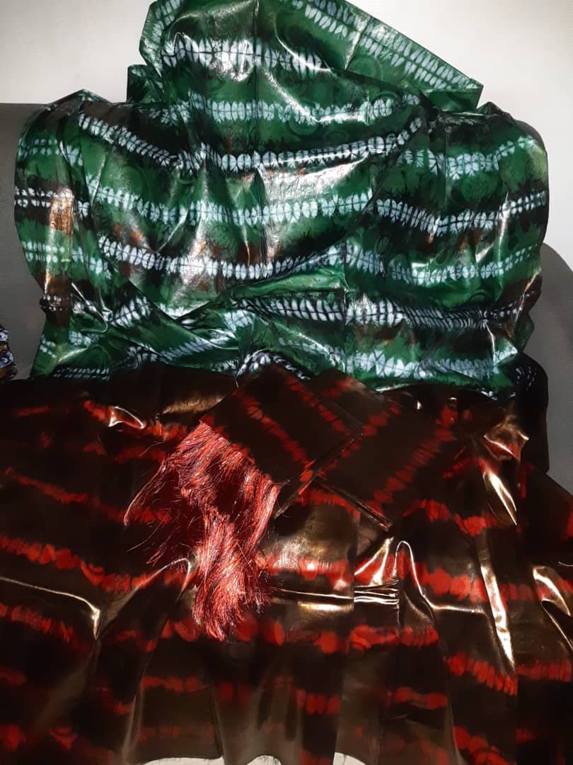 boubou malien bazin riche teinture vert et lomassa