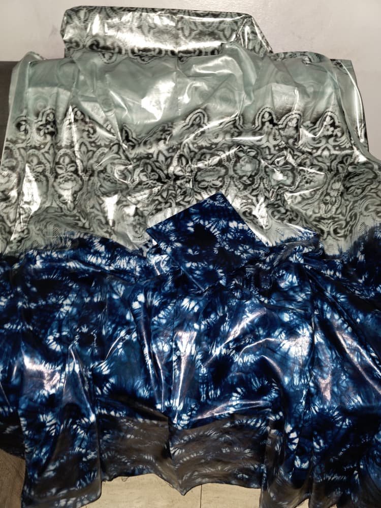 Magnifique boubou siri et laban gris et bleu