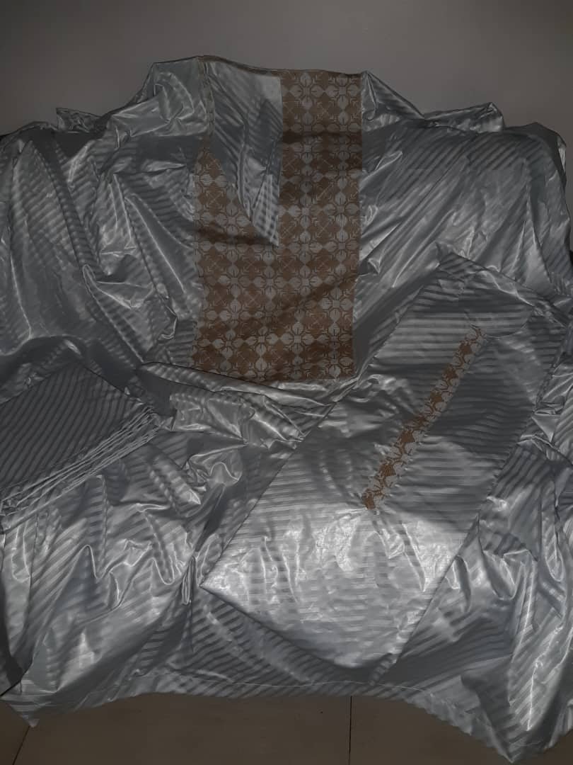 Malian boubou 3 pièces getzner gris clair